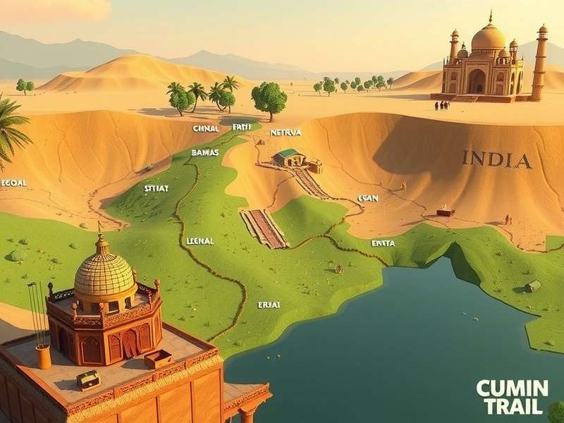 Cumin Trail Explorer gameplay screenshot showing Indian landscape